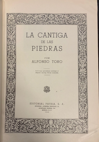 Portada de La C�ntiga de las Piedras - Alfonso Toro