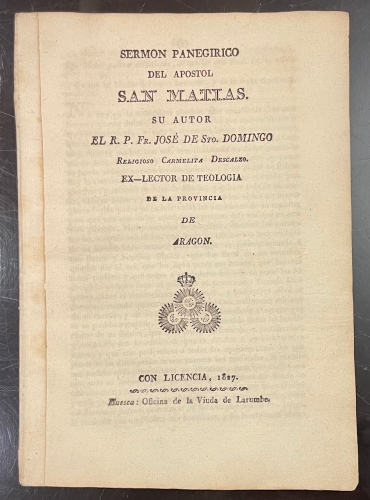 Portada de Serm�n Panegirico Del Apostol San Matias - R.P. FR. Jos� De Sto. Domingo