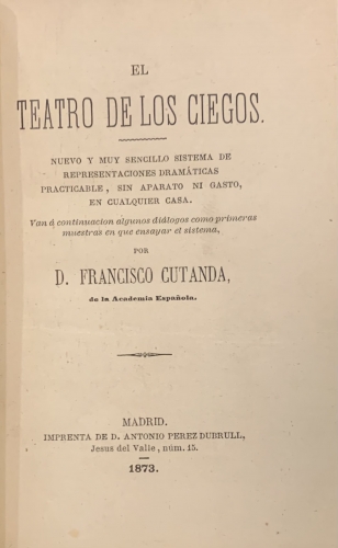 Portada de El Teatro de los Ciegos - Francisco Cutanda