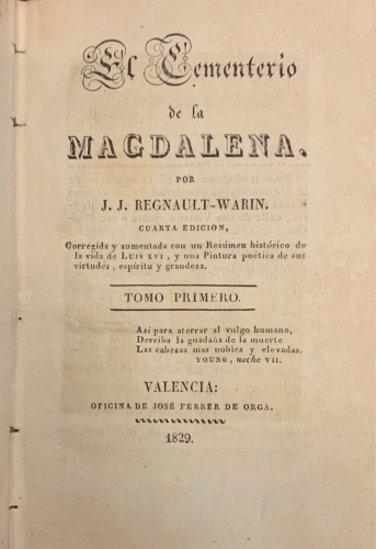 Portada de El Cementerio de la Magdalena - J. J. Regnault - Warin