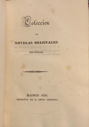 Portada de Colecci�n de Novelas Originales Espa�olas. Cristianos y Moriscos - El Solitario. Est�banez Calder�n