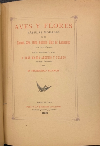 Portada de Aves y Flores. F�bulas morales - Antonia D�az de Lamarque