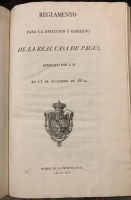 Portada de libro Reglamento para la direcci�n y gobierno de la Real Casa de Pages...