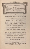Portada de libro Escuela de Costumbres � Reflexiones Morales � Hist�ricas sobre las...