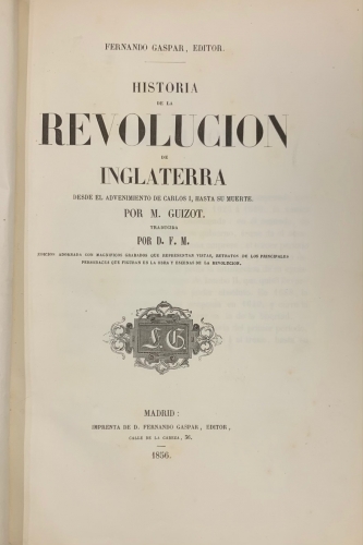Portada de Historia de la Revoluci�n de Inglaterra desde el advenimiento de Carlos I hasta su muerte - M. Guizot