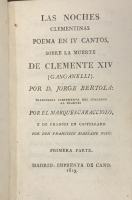 Portada de libro Las Noches Clementinas. Poema en IV Cantos sobre la muerte de Clemente...