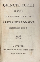 Portada de libro De Rebus Gestis Alexandri Magni Libri VIII