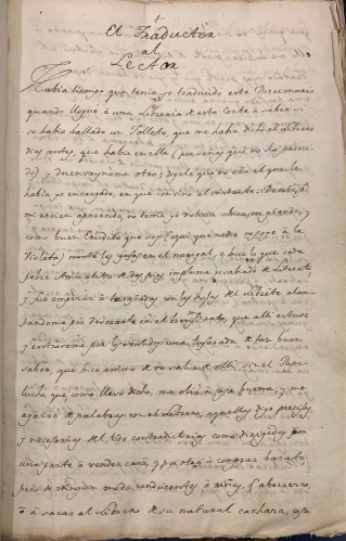 Portada de Manuscrito original de la traducci�n de la obra Diccionario Ricciano y Anti-Ricciano - Marqu�s de M�ritos, Eugenio Sarmiento