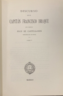 Portada de libro Discurso de el Capit�n Francisco Draque que compuso Joan de...