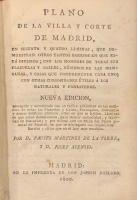 Portada de libro Plano de la Villa y Corte de Madrid