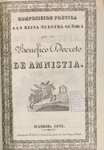 Portada de Composici�n Po�tica a la Reina Nuestra Se�ora por su Ben�fico Decreto de Amnistia