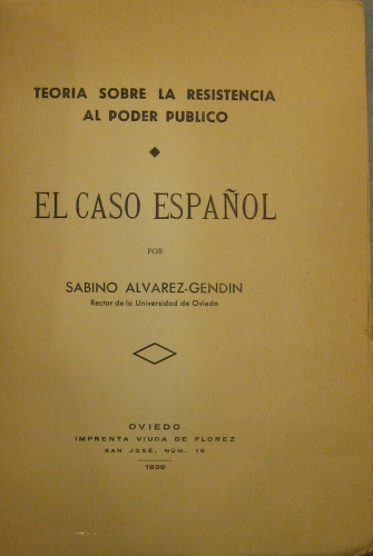 Portada de Teor�a Sobre La Resistencia al Poder P�blico. El Caso Espa�ol - Sabino Alvarez-Gendin
