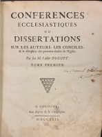 Portada de libro Conferences Ecclesiastiques ou Dissertations sur les auteurs, les...