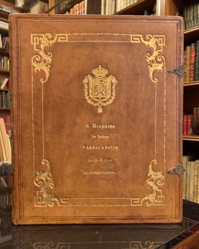 Portada de Real Despacho de Nobleza y Armas a favor del Sr. D. Jos� de la Cruz y Luque natural de la ciudad de C�rdoba