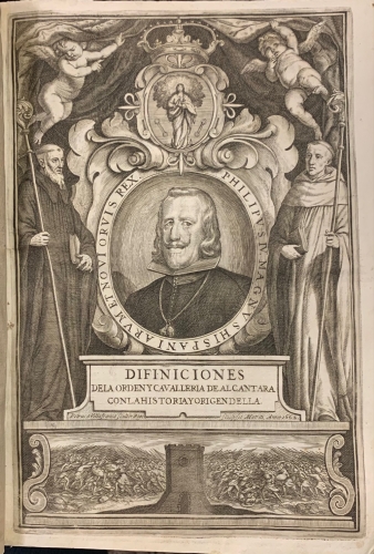 Portada de Difiniciones de la Orden y Cavalleria de Alcantara con la Historia y Origen de Ella
