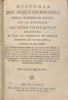 Portada de libro Historia del Duque de Riperda, Primer Ministro de Espa�a en el Reynado...