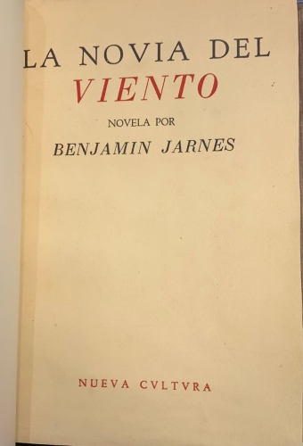 Portada de La Novia del Viento. - Benjamin Jarnes
