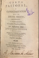 Portada de libro Carta Pastoral y Conocimientos de la Divina Gracia, Bondad y...