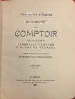 Portada de libro Casino de Madrid. Reglamento del Comptoir para los servicios de...