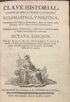 Portada de libro Clave Historial, con que se abre la puerta a la historia eclesi�stica,...