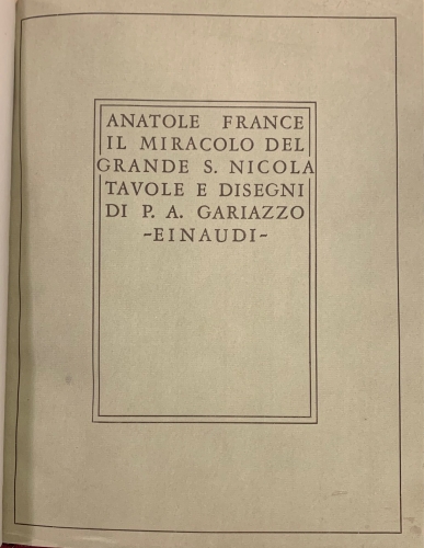 Portada de Il Miracolo del Grande S. Nicola - Anatole France