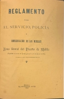 Portada de libro Reglamento para el Servicio, Policia y Conservaci�n de los Muelles...