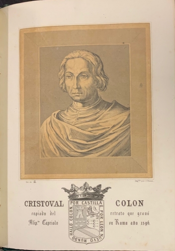Portada de Informe sobre los retratos de Cristobal Colon, su trage y escudo de armas. - Valentin Carderera