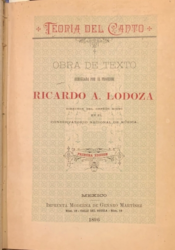 Portada de Teoria del Canto. Catecismo de Anatomia y Fisiologia del Organo Vucal - Ricardo A. Lodoza. Pablo de Bengardi