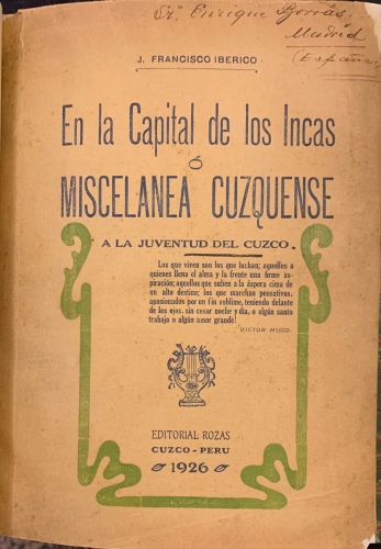 Portada de En la Capital de los Incas � Miscelanea Cuzquense - J. Francisco Iberico