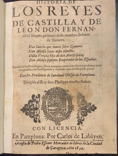 Portada de Historia de los Reyes de Castilla y de Leon Don Fernando el Magno, primero de este nombre, Infante de Navarra - Prudencio de Sandoval
