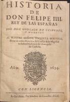 Portada de libro Historia de Don Felipe IIII, Rey de las Espa�as