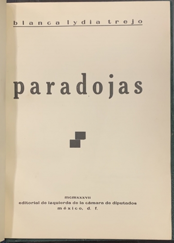 Portada de Paradojas - Blanca Lydia Trejo