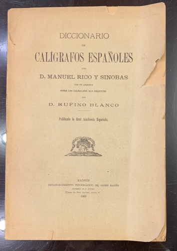 Portada de Diccionario de Cal�grafos Espa�oles - Manuel Rico y Sinobas