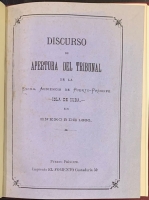 Portada de libro Discurso de Apertura del Tribunal de la Excma. Audiencia de Puerto...