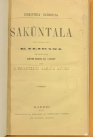 Portada de libro Sakuntala. Drama en siete actos del poeta indio Kalidasa