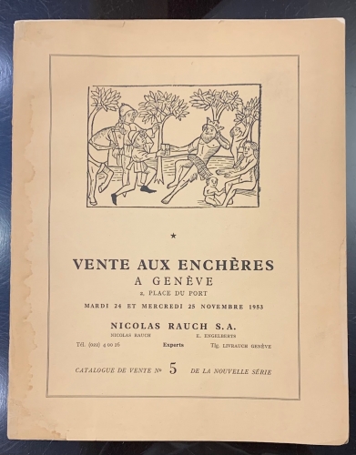 Portada de Vente Aux Encheres a Geneve. Catalogue de vente n� 5. Mardi 24 et Mercredi 25 Novembre 1953
