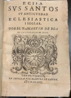 Portada de libro Ecija, sus Santos, su Antiguedad Eclesi�stica y Seglar
