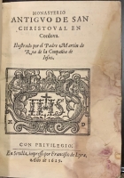 Portada de libro Monasterio Antiguo de San Christoval en Cordoba