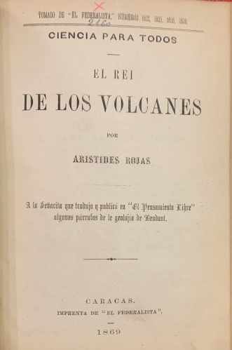 Portada de El Rey de los Volcanes - Aristides Rojas