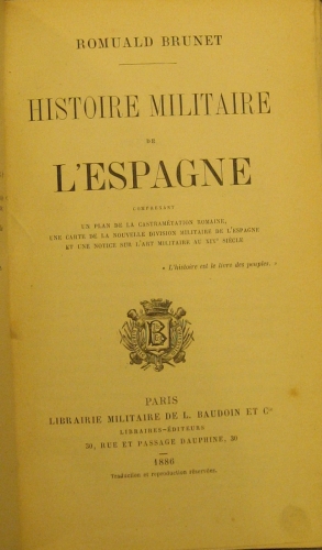 Portada de Histoire Militaire De L�Espagne - Romuald Brunet