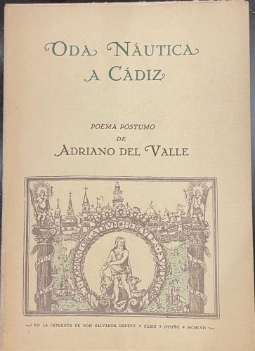 Portada de Oda Nautica a C�diz.  - Adriano del Valle