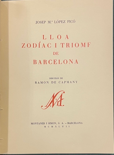 Portada de Lloa Zod�ac i Triomf de Barcelona - Josep M� Lopez Pico