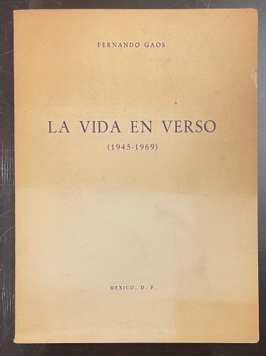Portada de La Vida en Verso (1945-1969) - Fernando Gaos