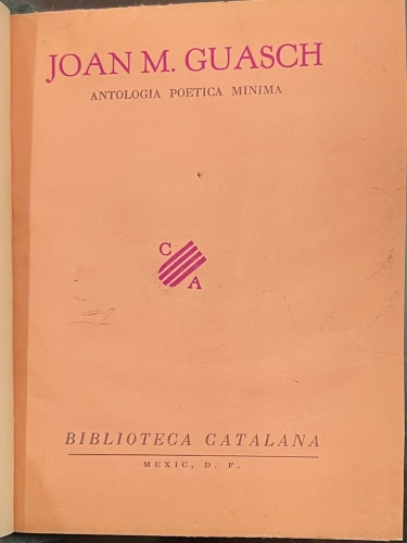 Portada de Antolog�a Po�tica M�nima - Joan M. Guasch