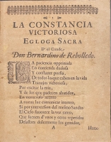 Portada de libro La Constancia Victoriosa. Egloga Sacra