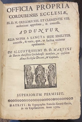 Portada de Officia Propria Cordubensis Ecclesiae - Martini de Barcia