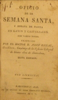 Portada de libro Oficio De La Semana Santa, y Semana De Pascua En Lat�n y Castellano