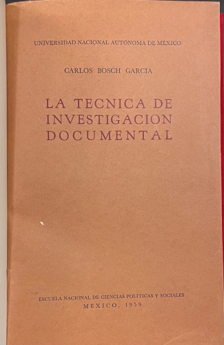 Portada de La Tecnica de Investigaci�n Documental - Carlos Bosch Garcia