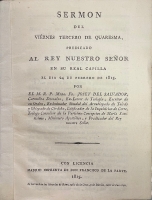 Portada de libro Sermon del Viernes Tercero de Quaresma predicado al Rey Nuestro Se�or...
