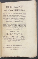 Portada de libro Disertaci�n M�dico-Chirurgica, en la cual se trata de varias cosas...